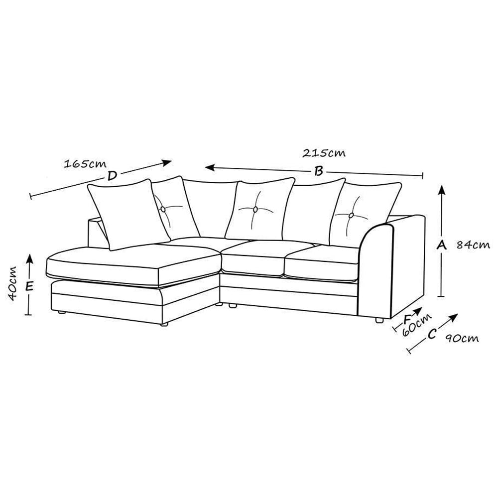 Portland Mirana Modern 3 Seater Grey Plush Velvet Left Hand Corner Sofa Image 3