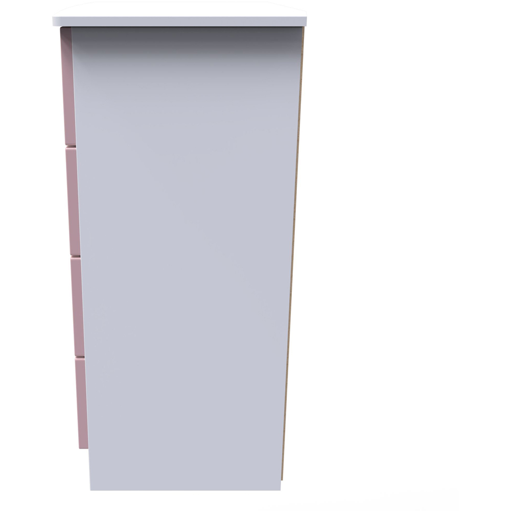 Crowndale Camden 4 Drawer Kobe Pink and White Midi Chest of Drawers Ready Assembled Image 4