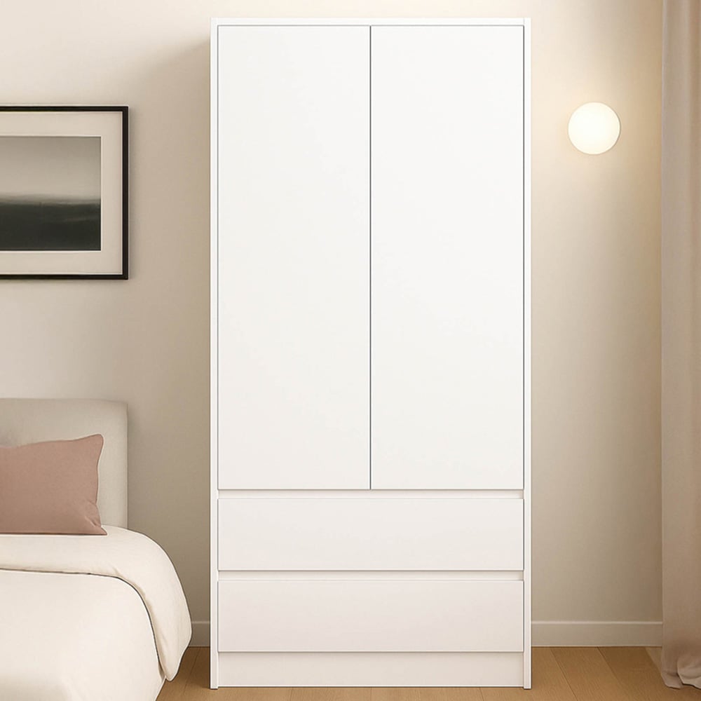 Vida Designs Denver 2 Door 2 Drawer White Wardrobe Image 1