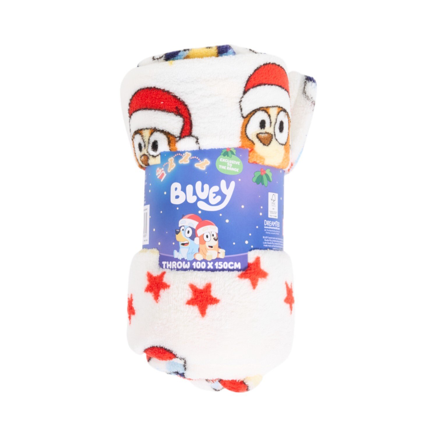 Bluey Festive Stars Throw White Image 1