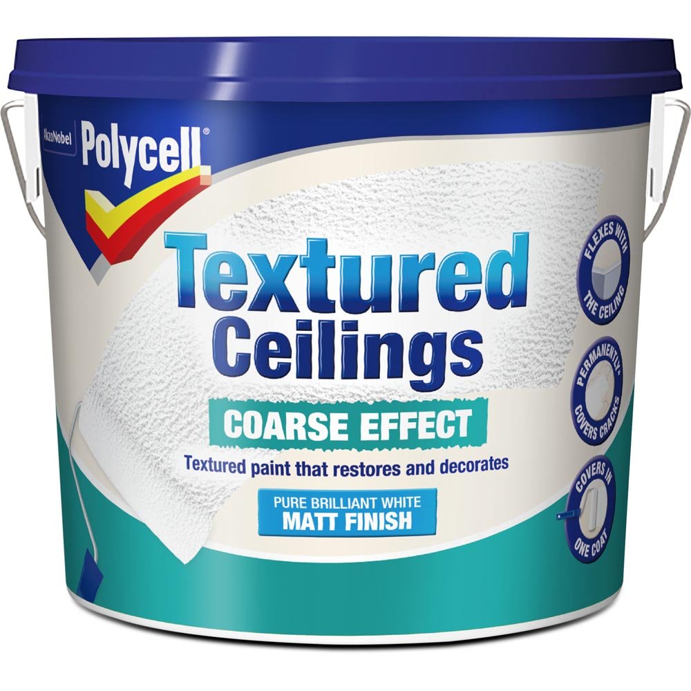 Polycell Pure Brilliant White Textured Ceiling Matt Paint 5L Image 2