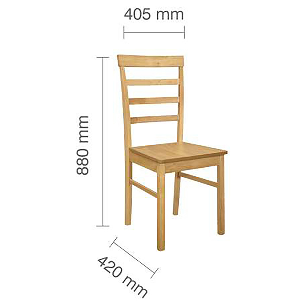 Upton Set of 2 Oak Ladder Back Dining Chair Image 8