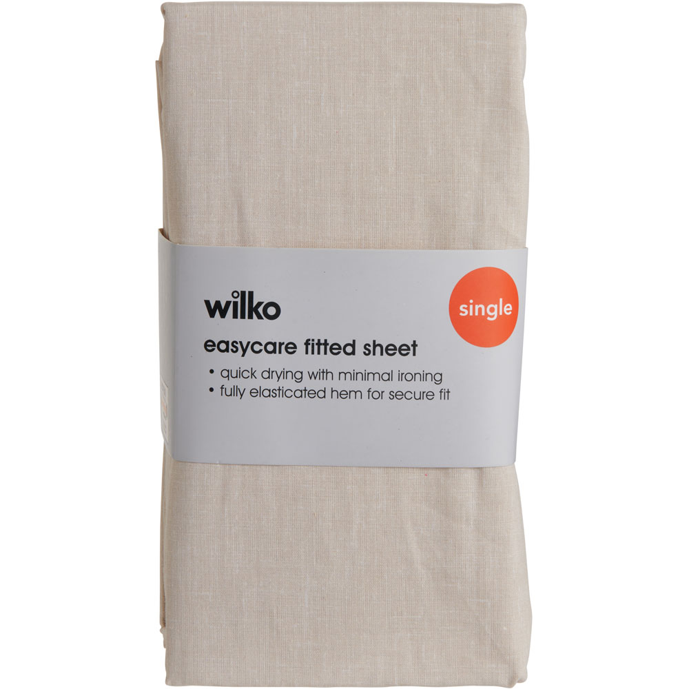 Wilko Easy Care Single Beige Fitted Bed Sheet Image 2