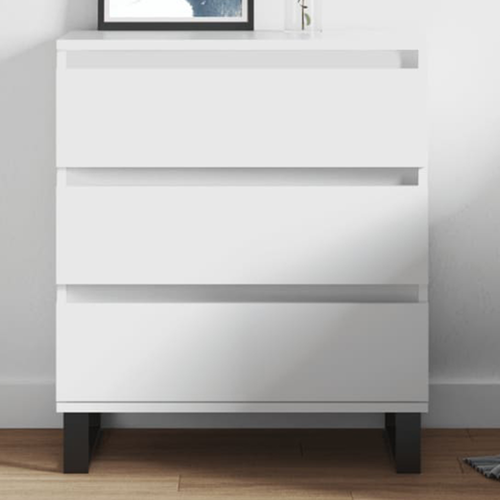 vidaXL 3 Drawer White Small Sideboard Image 1