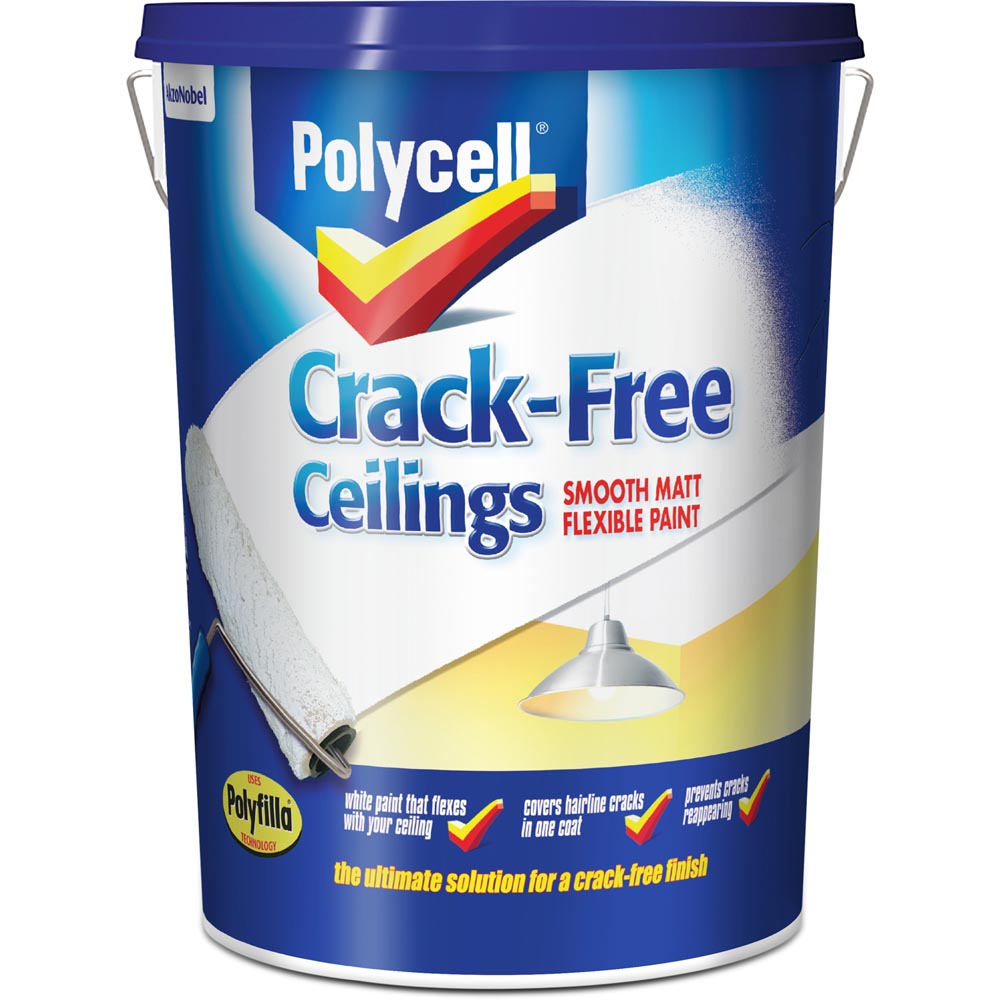 Polycell Pure Brilliant White Crack Free Ceiling Matt Paint 5L Image 2