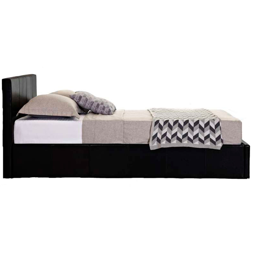 Berlin King Size Black Faux Leather Ottoman Bed Image 3