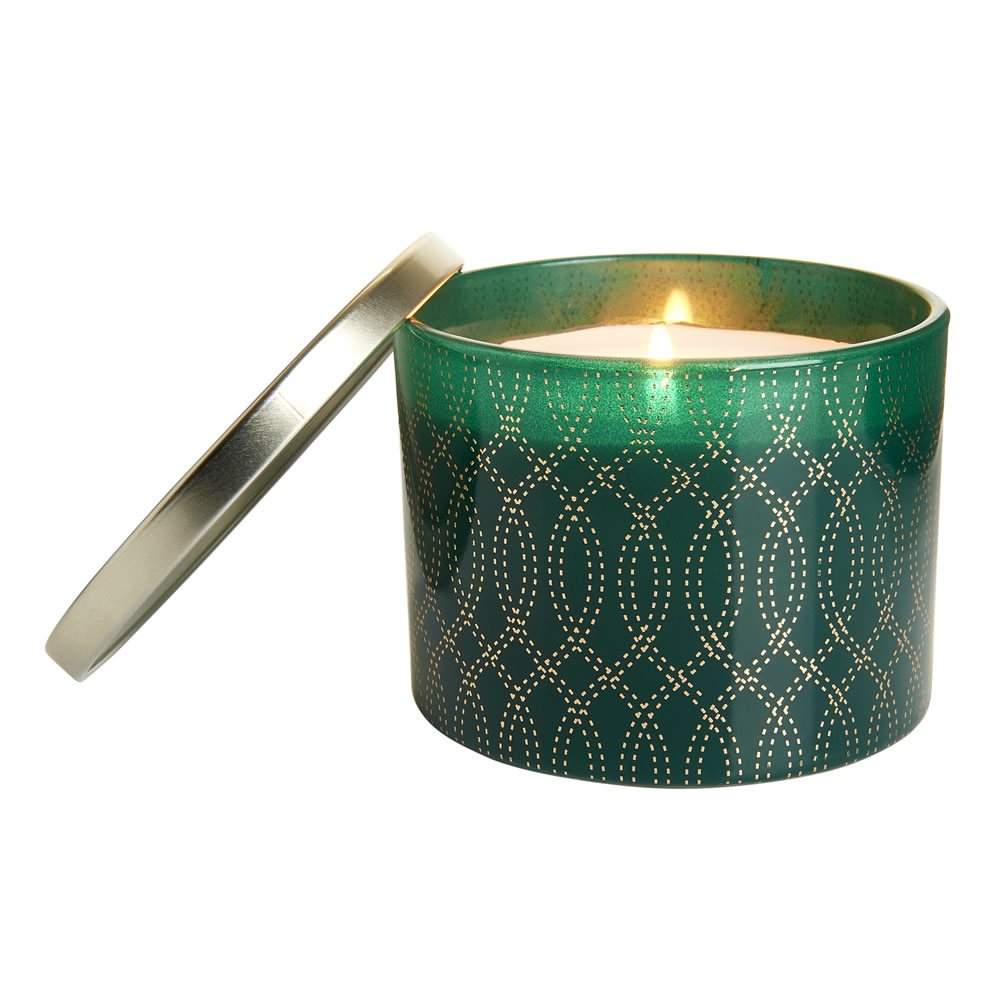 Wilko Large Green and Gold Candle Image 2