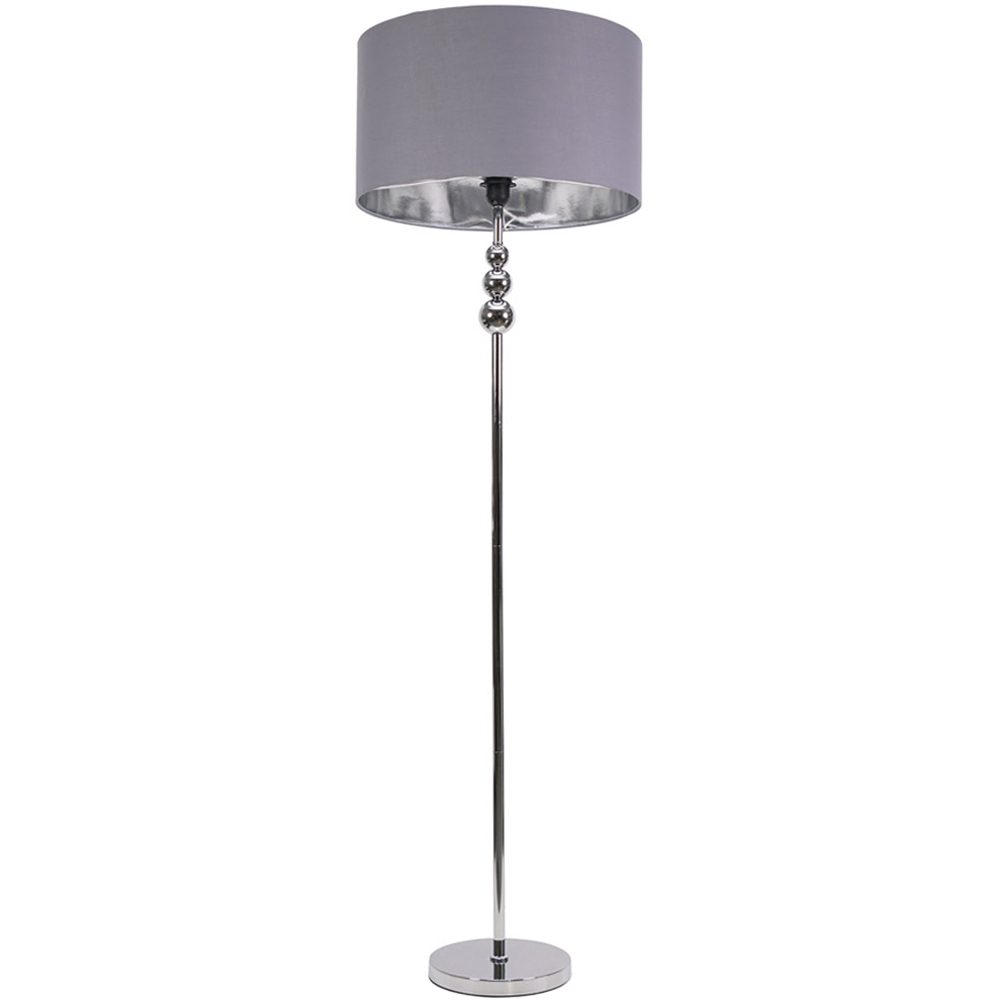 ValueLights Marissa Reni Grey Shade and Gold Ball LED Floor Lamp Image 1