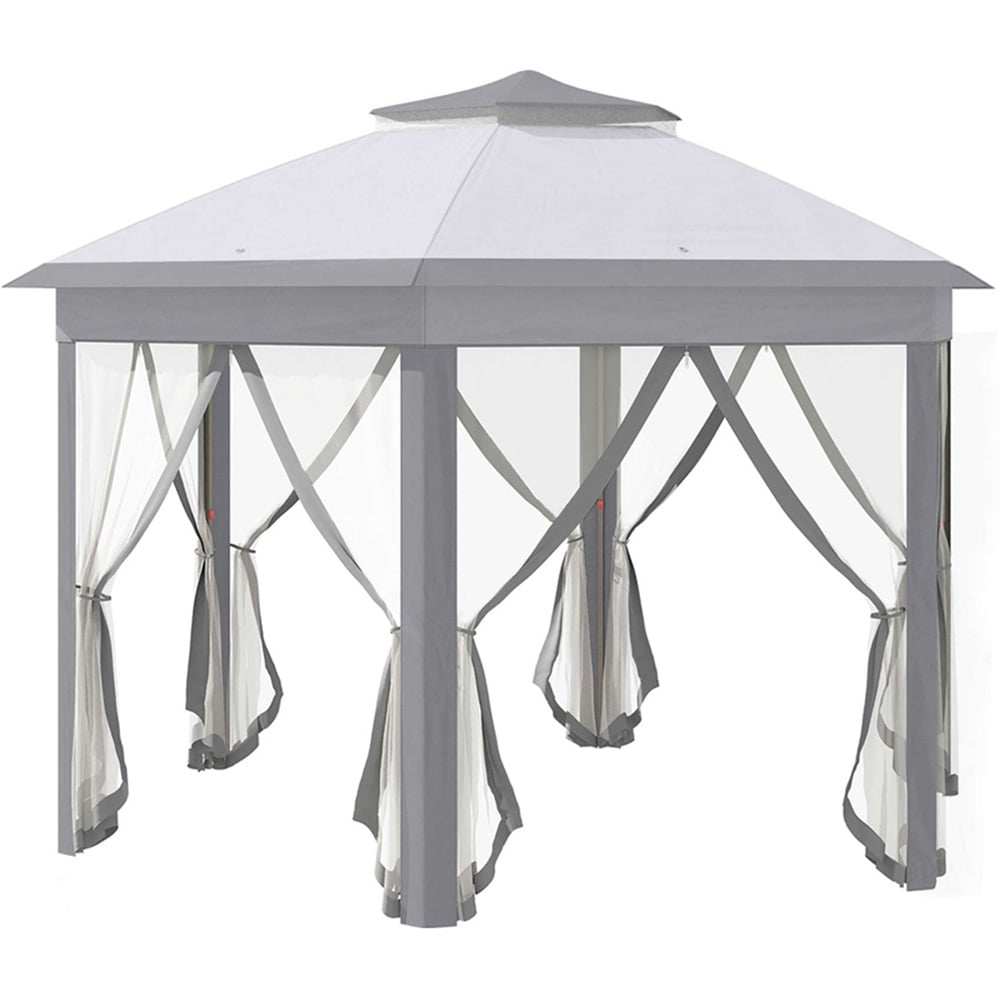 Hexagon Patio Gazebo 4x4m Grey Image 2