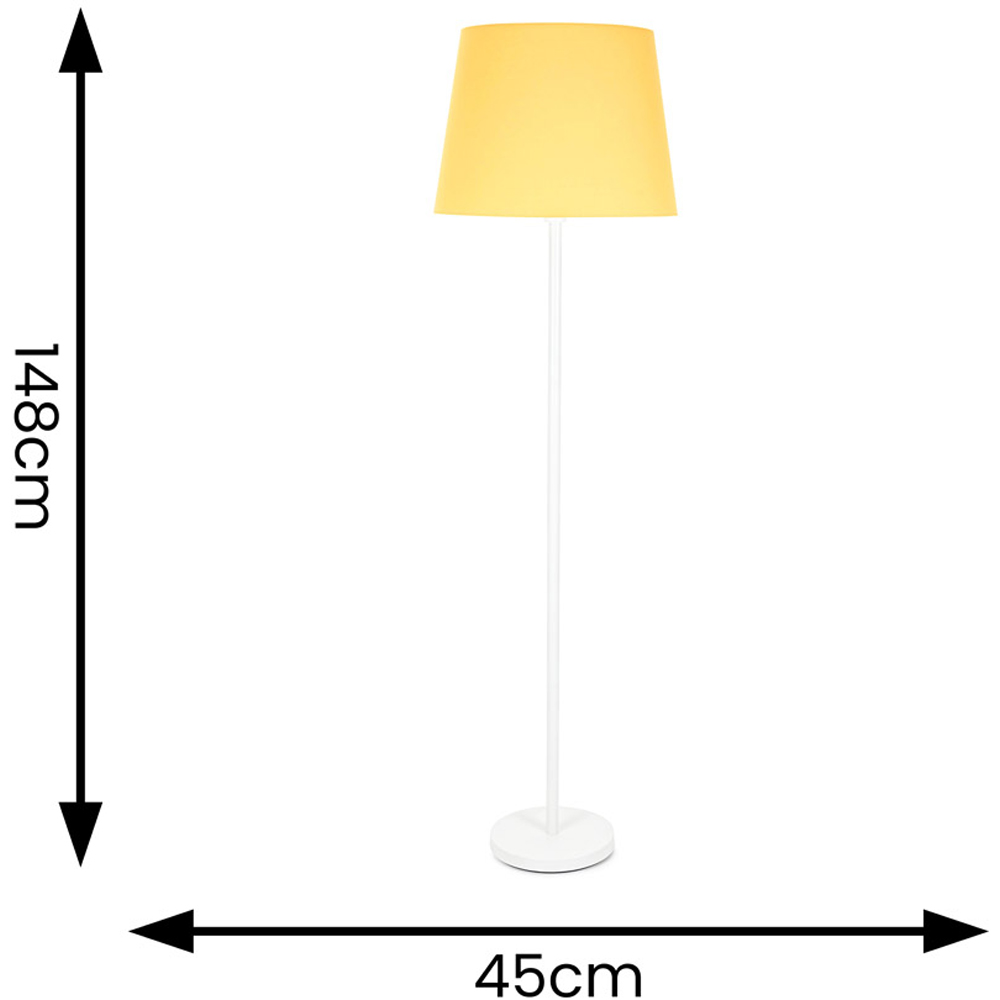 ValueLights Charlie Mustard Tapered Shade White Single Stem LED Floor Lamp Image 6