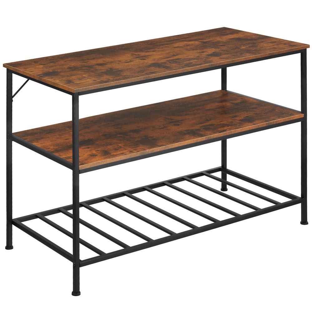 tectake Akeley 3 Shelf Dark Wood Shelving Unit Image 2