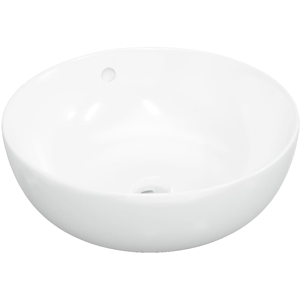 vidaXL White Ceramic Round Wash Basin 170 x 440mm Image 1