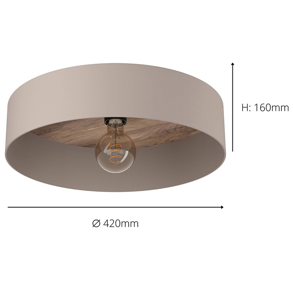 EGLO Duaia Taupe and Wood Ceiling Light Image 6