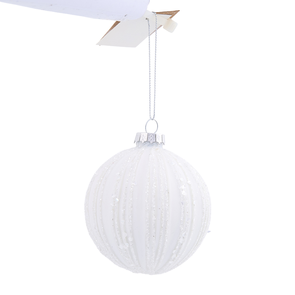 Alpine Lodge Matte White Frosted Glitter Bauble Image 2