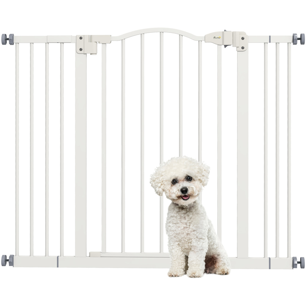PawHut White 74-100cm Adjustable Metal Pet Safety Gate Image 3