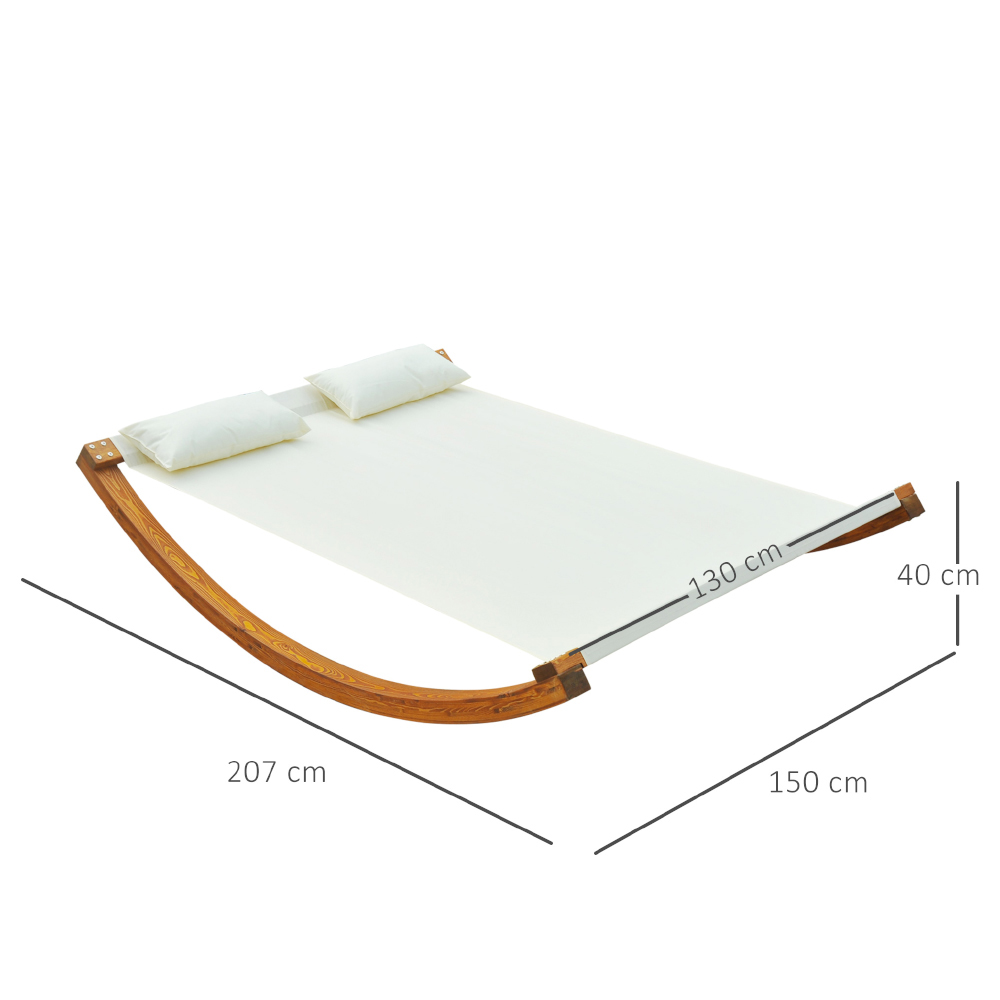 Outsunny White Double Sun Lounger with Wooden Frame Image 6