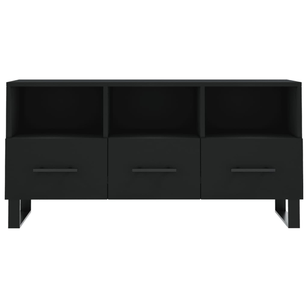 vidaXL 3 Drawer 3 Shelf Black TV Cabinet Image 5