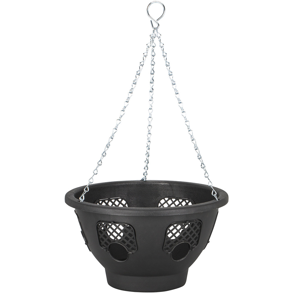 My Garden 30cm Black Metal Plastic Easy Blooming Basket Image