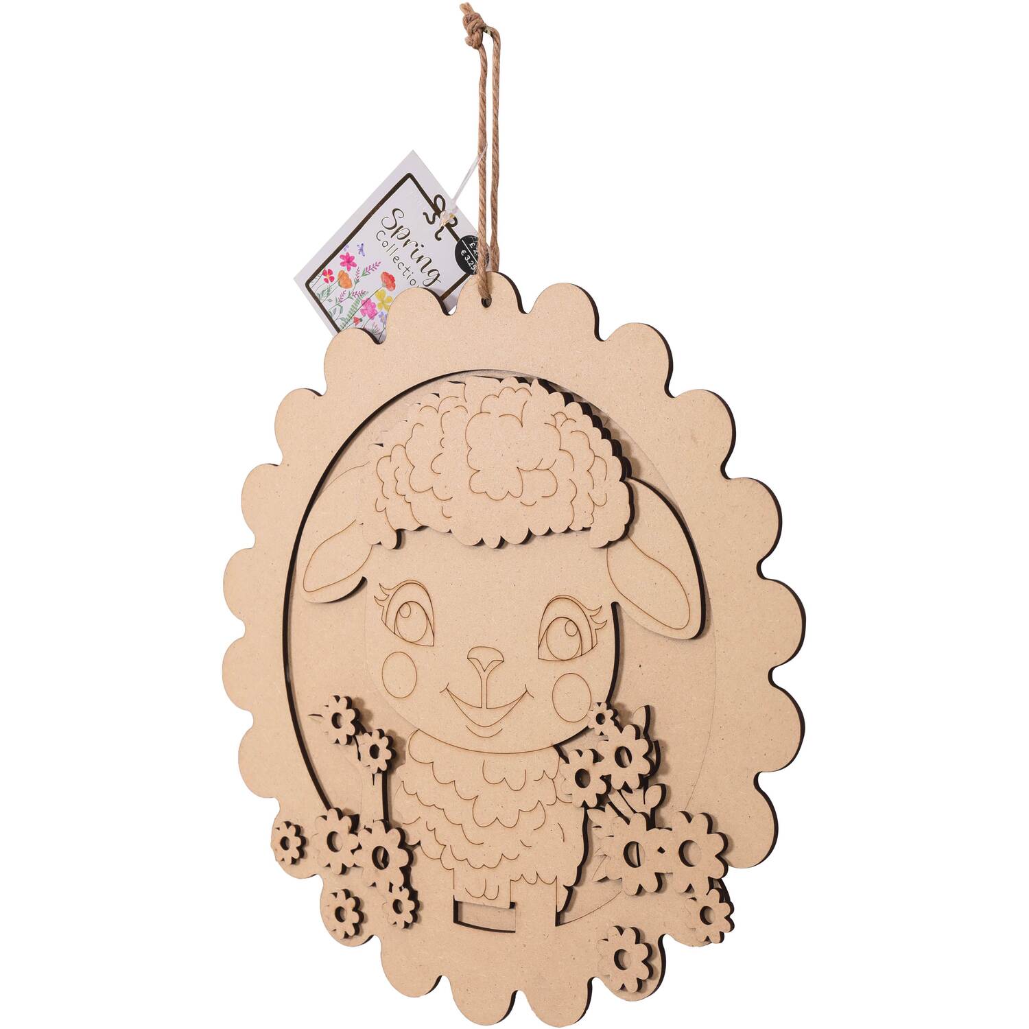 Wooden Hanging Easter Lamb Natural Image 2