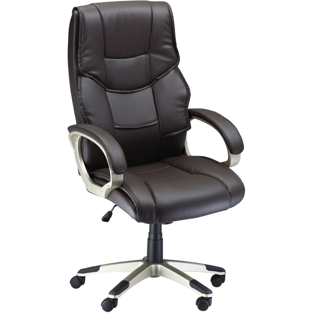 Portland Brown PU and PVC Leather Swivel Office Chair Image 2