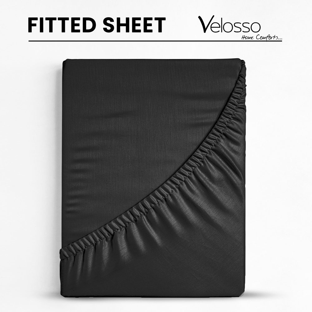 Velosso Microfibre Super King Size Black Fitted Sheet Image 3