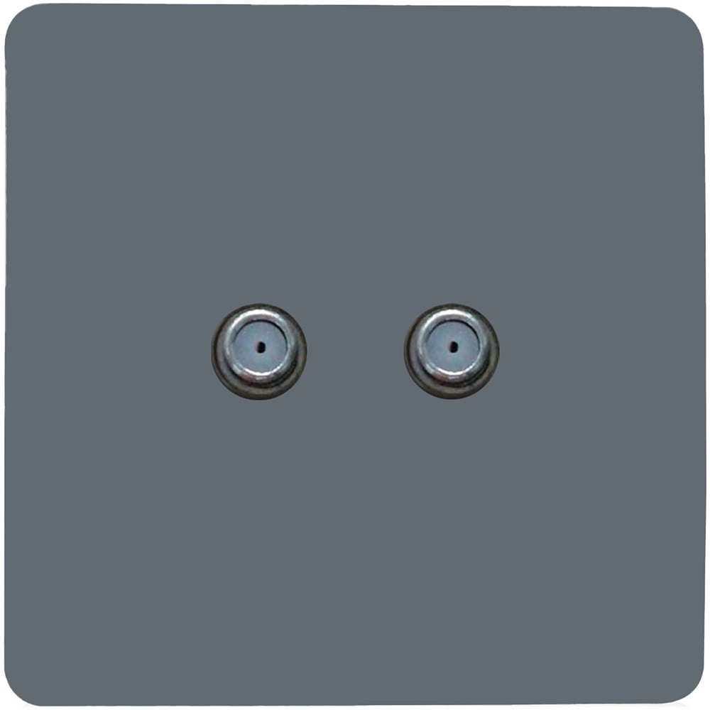 Trendi Switch 2 Gang Male F-Type Warm Grey Satellite Television Socket Image 1