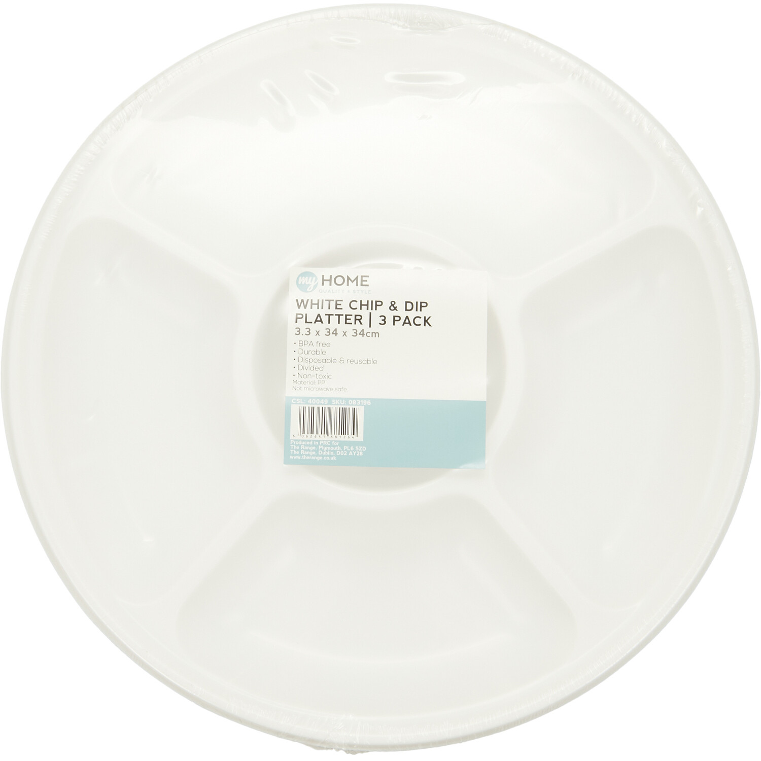 Pack of 3 Chip and Dip Platters - White Image 1