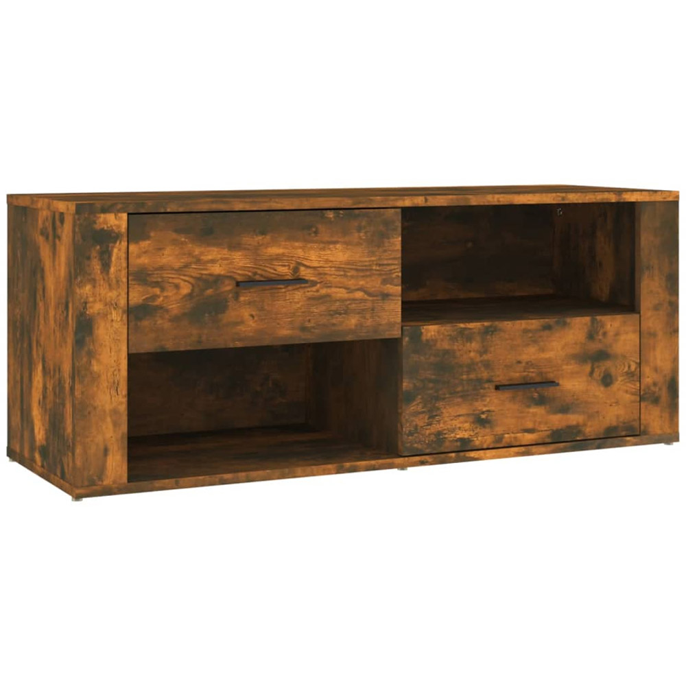 vidaXL 2 Drawer 2 Open Shelf Smoked Oak TV Cabinet Image 2