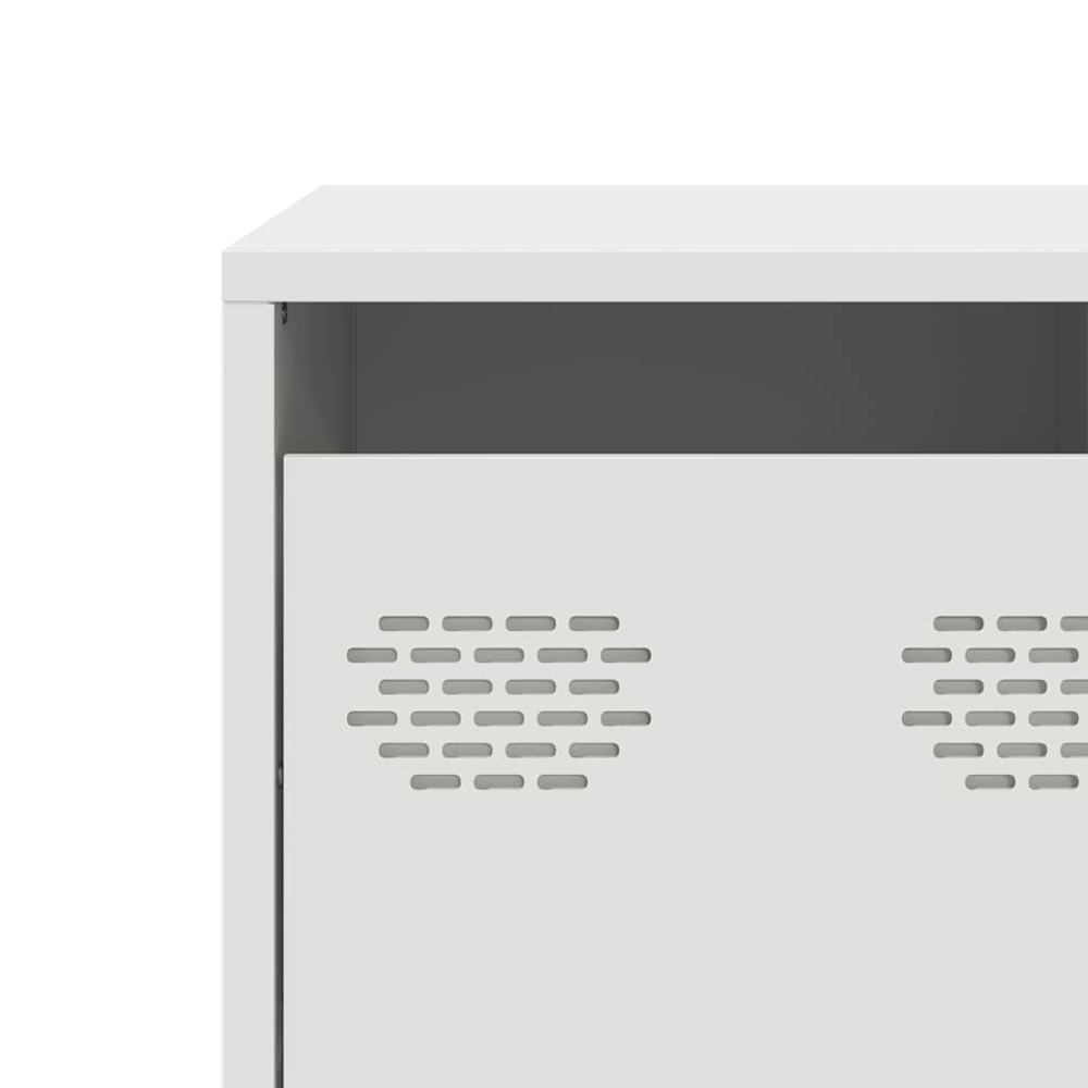 vidaXL 2 Drawer 2 Shelf White Steel Industrial Style TV Cabinet Image 7