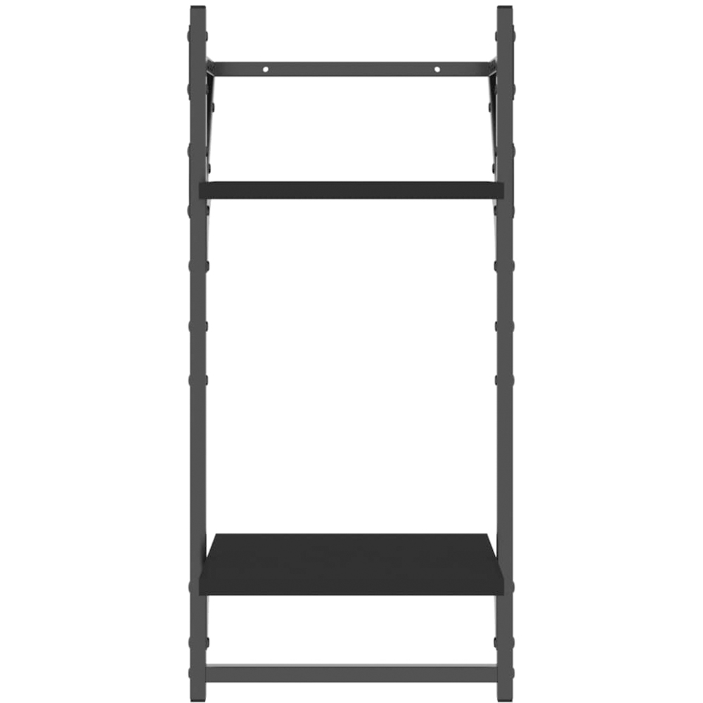 vidaXL Set of 2 2 Shelf Black Floating Wall Shelf with Bar Image 4