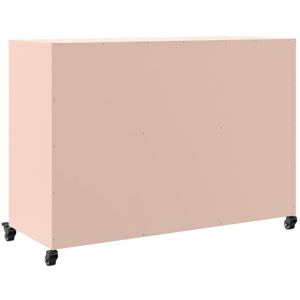 vidaXL 6 Door Pink Metal Sideboard with Wheels Image 8