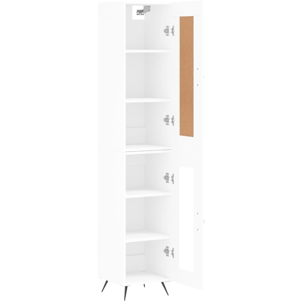 vidaXL 2 Glass and Wood Door 6 Shelf White Tall Highboard with Metal Legs Image 4