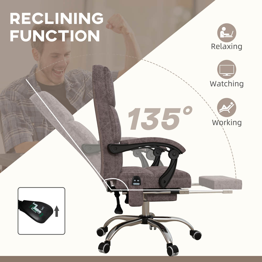 Portland Grey Microfibre Swivel Vibration Massage Executive Office Chair Image 3