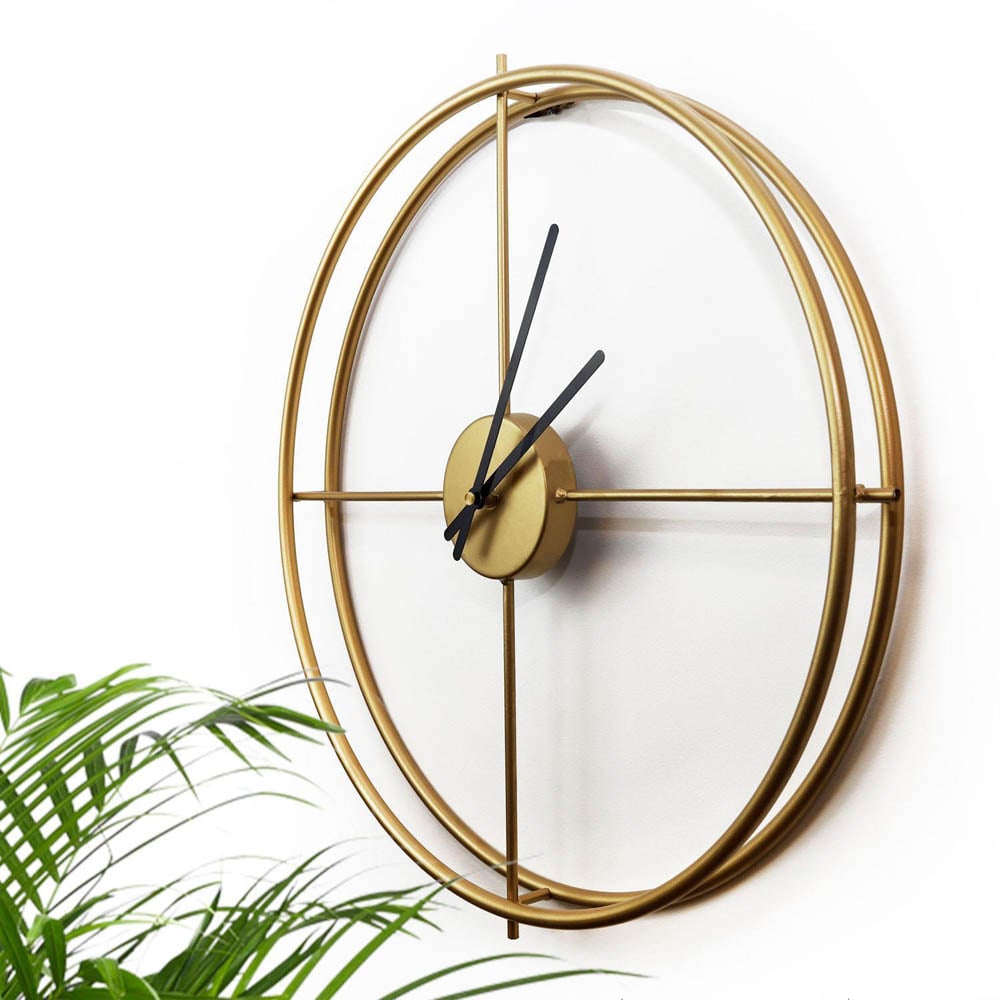 Walplus Gold Larrys Minimalist Iron Round Wall Clock 50cm Image 7