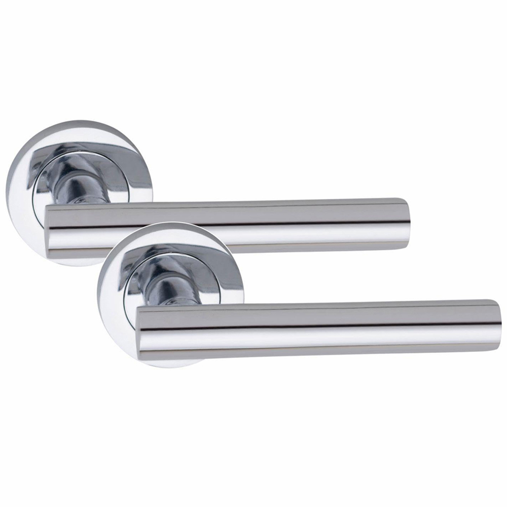 Golden Grace Polished Chrome Straight T-Bar Door Handle Pair with Spindle and Fixing 5 Pack Image 2