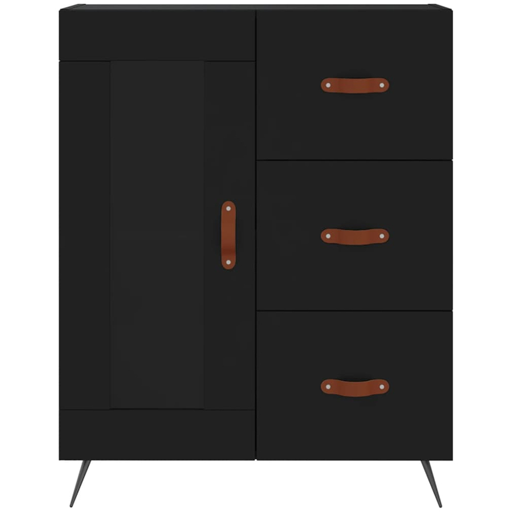 vidaXL Single Door 3 Drawer 5 Shelf Black Highboard Image 8