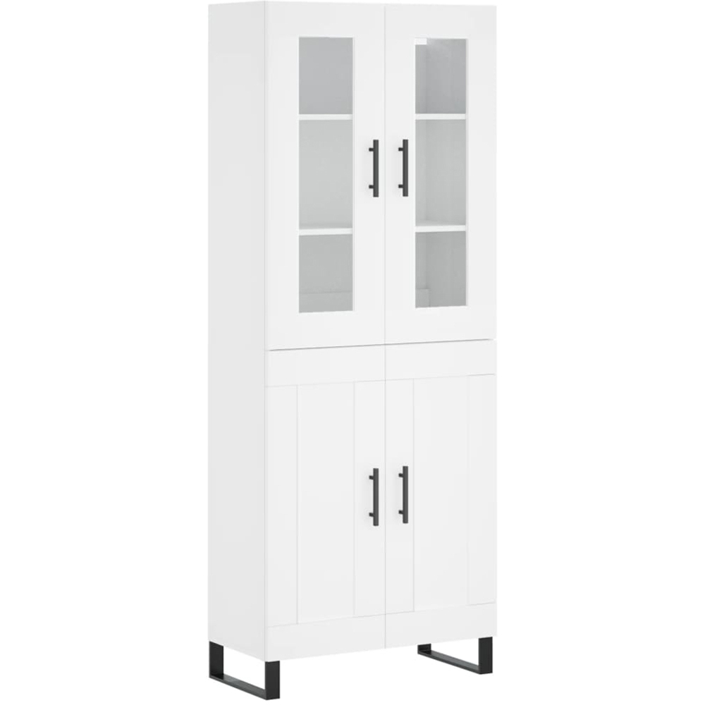 vidaXL 4 Glass and Wood Door 6 Shelf White Highboard Image 2