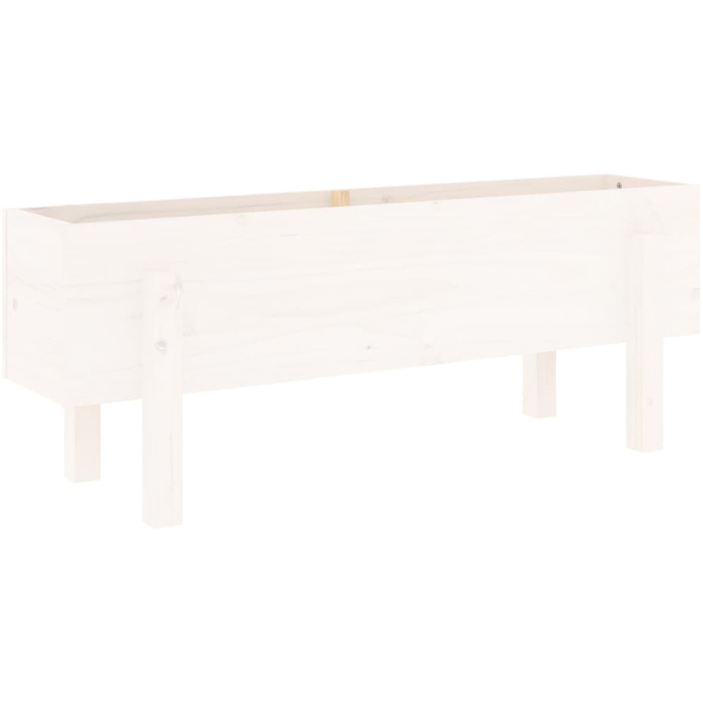 vidaXL White Solid Pine Wood Garden Planter with Legs 38 x 101 x 30cm Image 3
