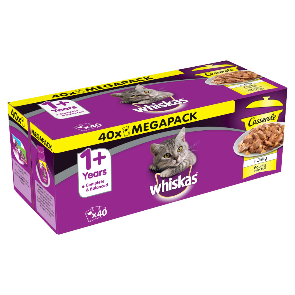 Whiskas 1+ Casserole Poultry Selection in Jelly   Cat Food 40 x 85g Image 3