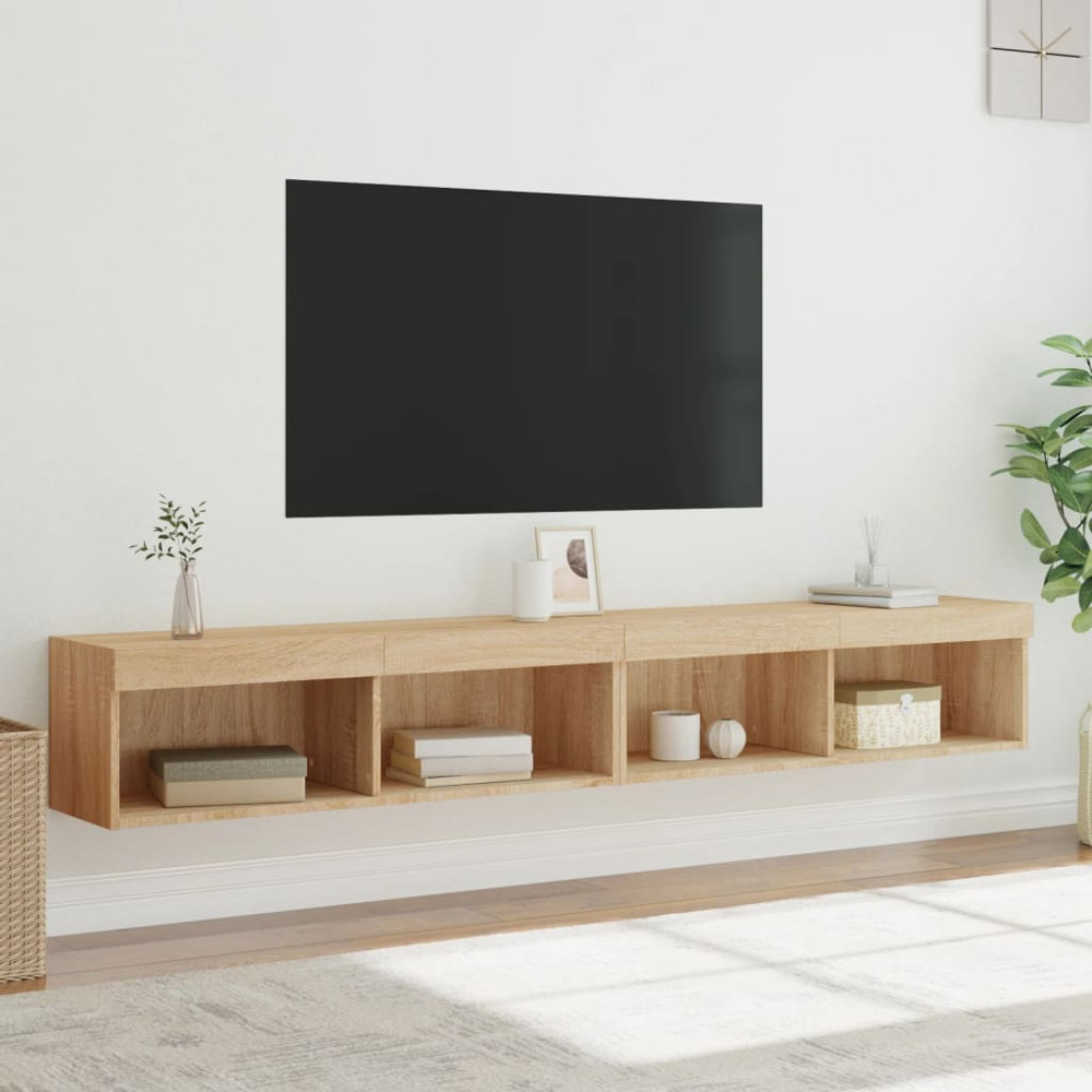 vidaXL Sonoma Oak Wall Mounted TV Cabinet Set of 2 Image 5