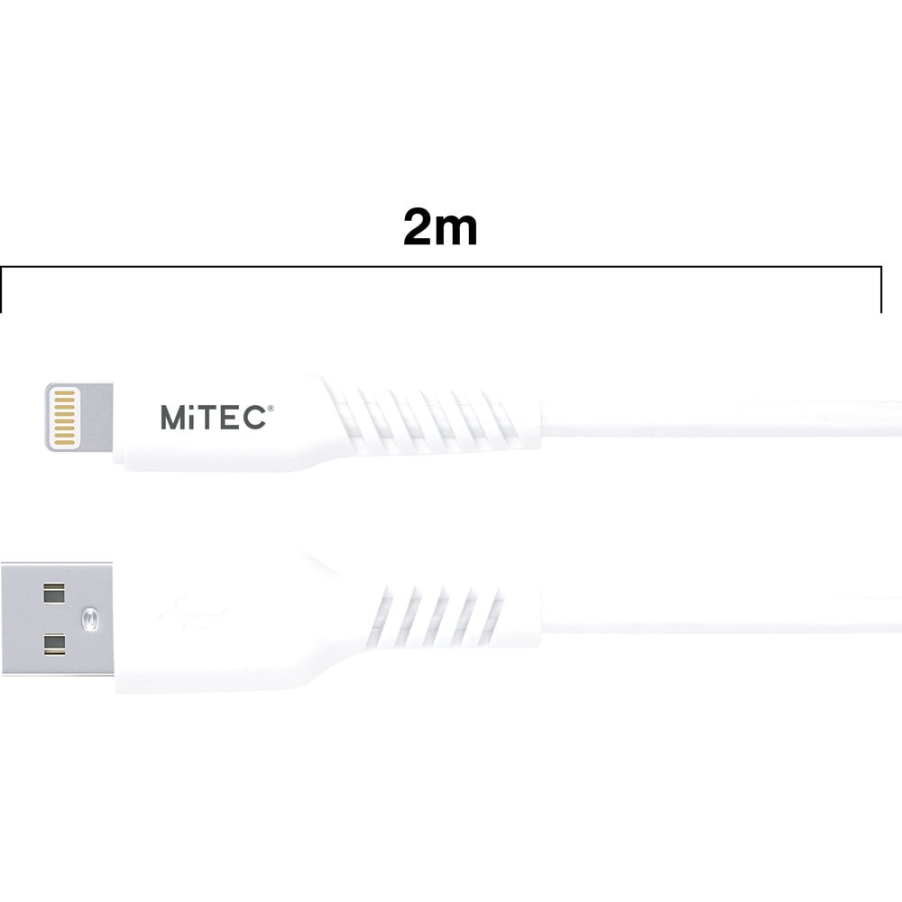 MiTEC MiPOWER White Lightning to USB-A Cable 2m Image 5