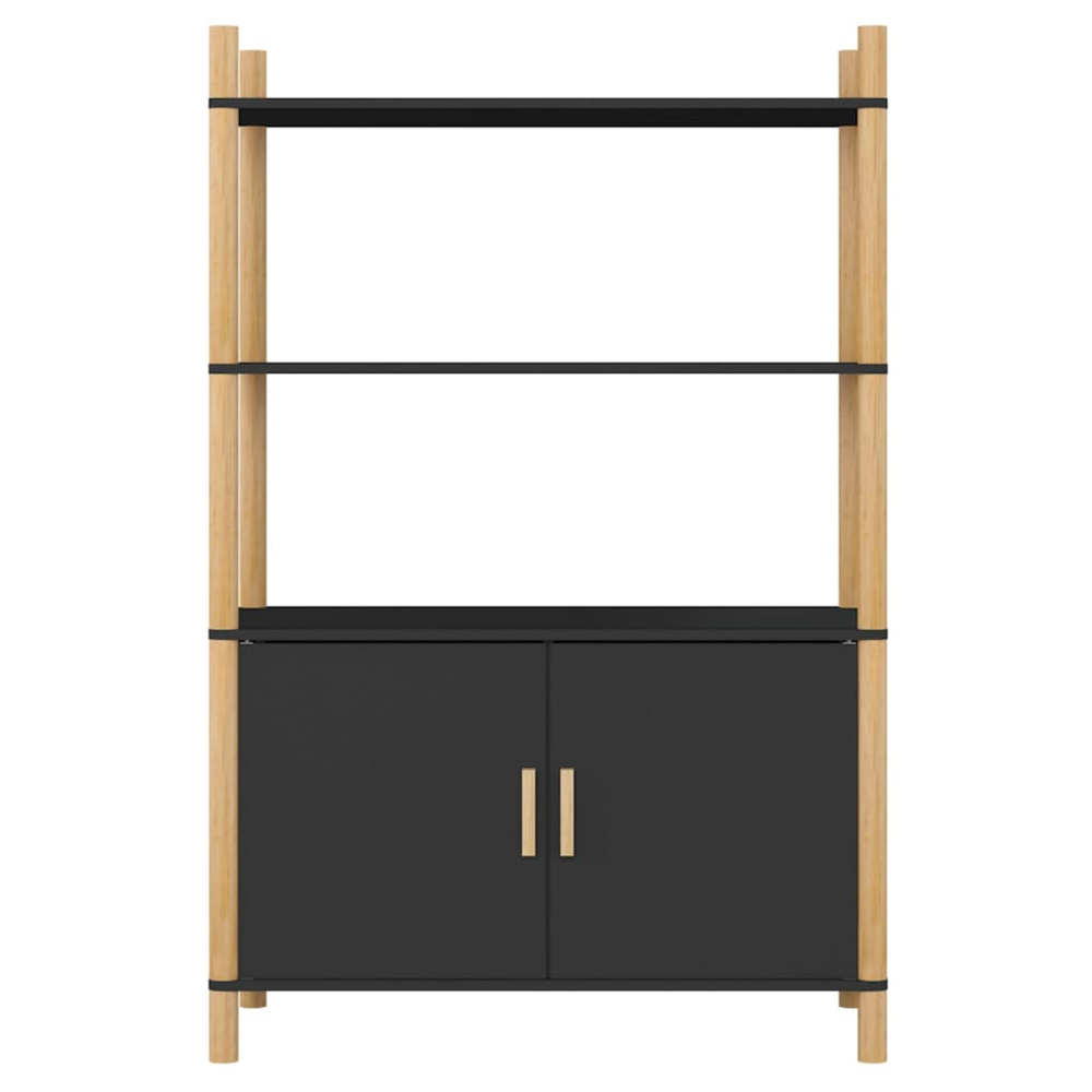 vidaXL 2 Door 3 Shelf Black Highboard Image 3