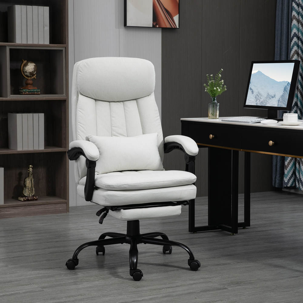 Portland Cream Microfibre Swivel Vibration Massage Office Chair Image 6