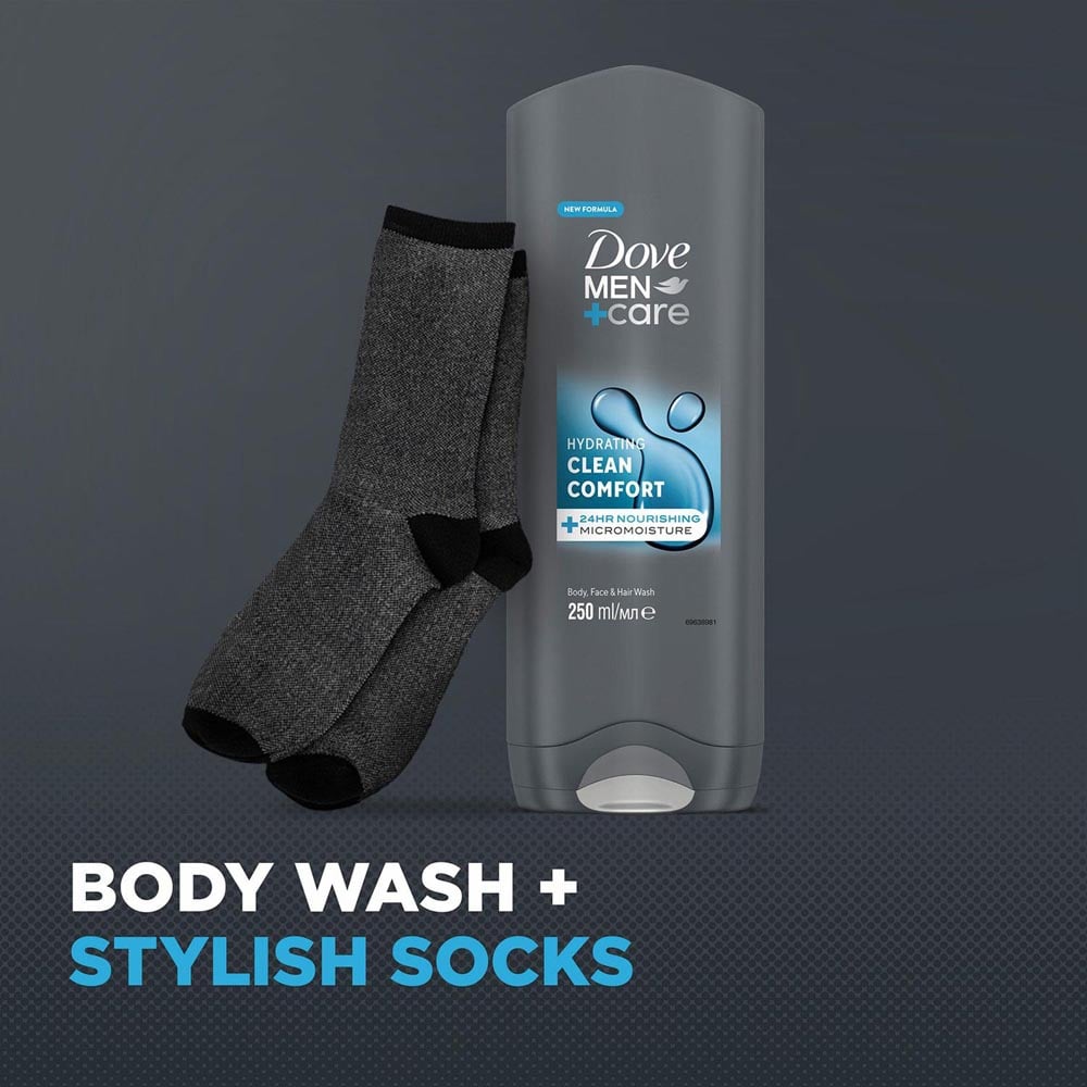 Dove Men+Care Cleanse Bodywash and Socks Gift Set 3 Pack Image 8