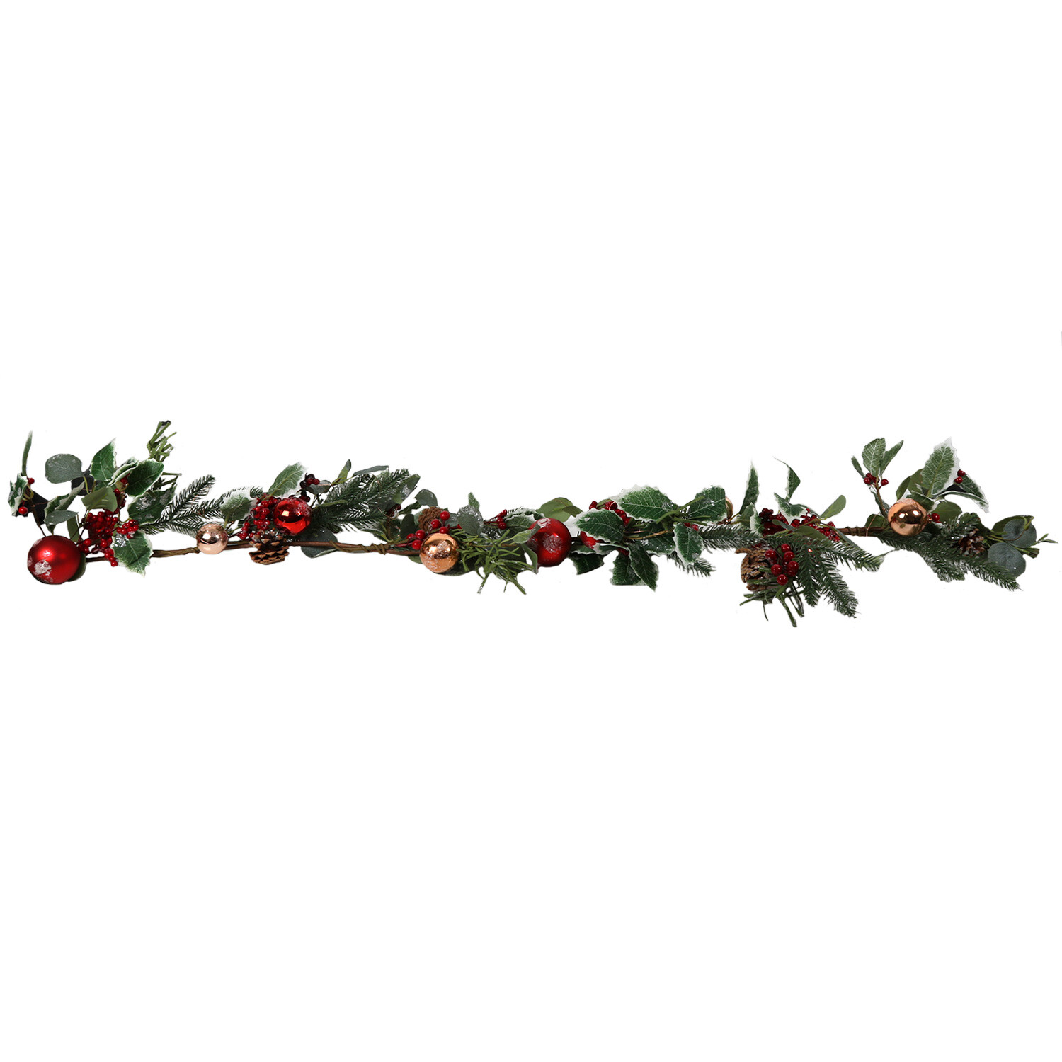 Red Bauble and Holly LED Christmas Garland Image