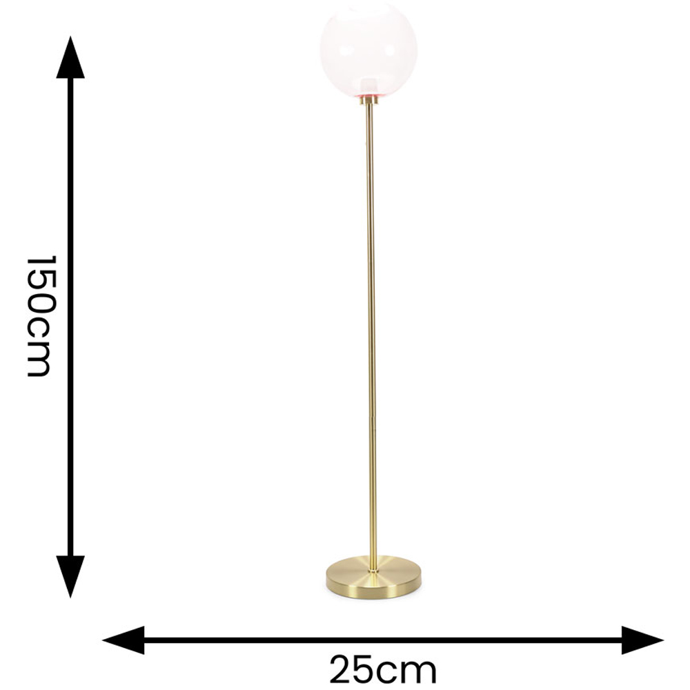 ValueLights Frenchie Pink Tinted Globe Gold Stem LED Floor Lamp Image 7