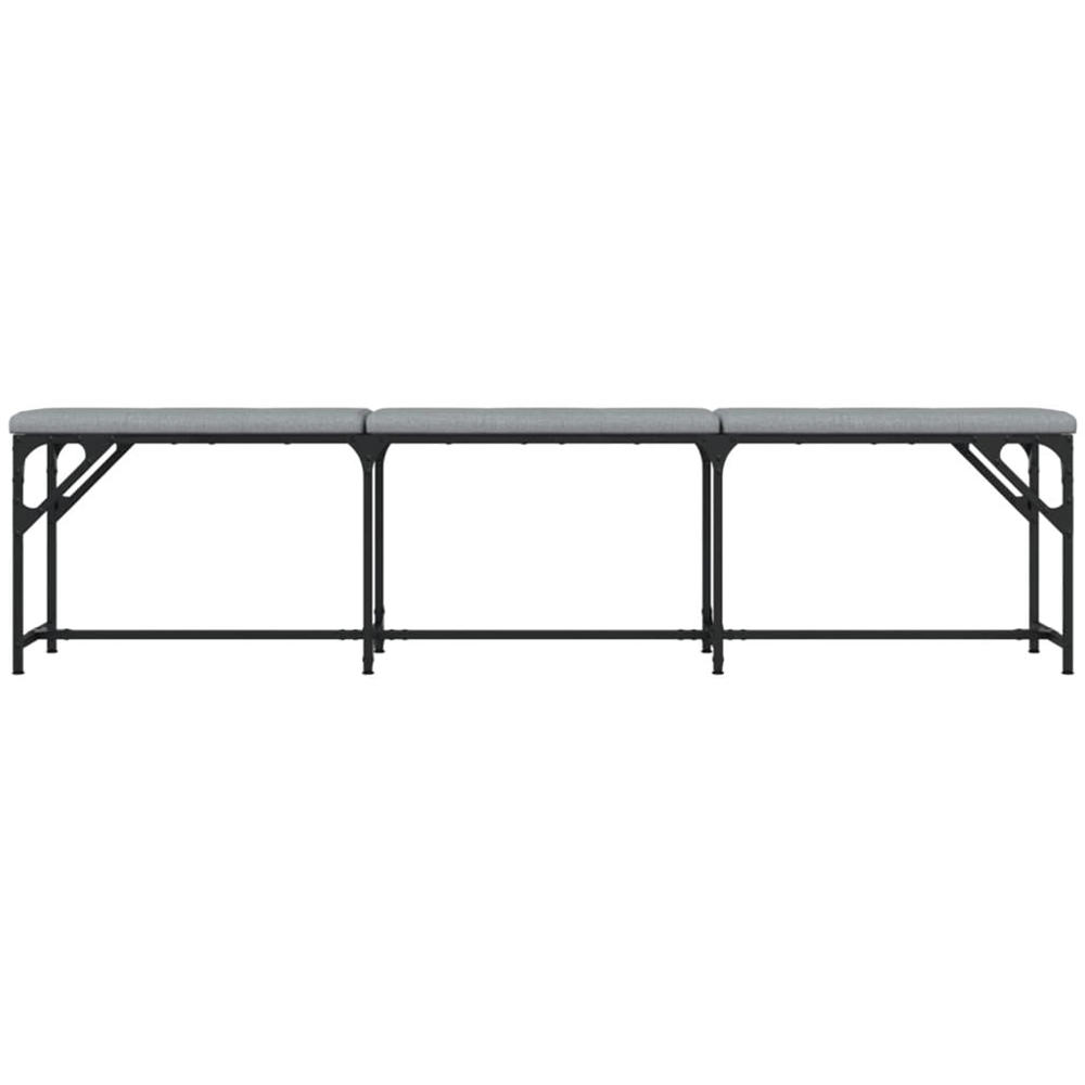 vidaXL 3 Seater Light Grey Steel and Fabric Dining Bench Image 3