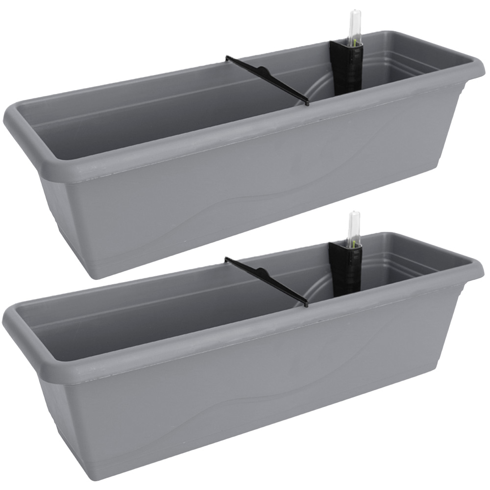 Gardenico Stone Grey Self Irrigating Planter 2 Pack Image 1