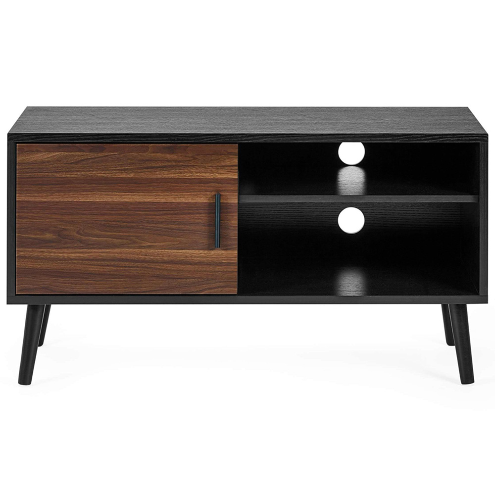 Julian Bowen Trent Single Door Walnut and Black Small TV Stand for 43 inch Image 3
