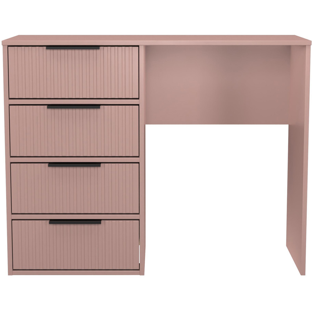 Crowndale Fluted 4 Drawer Kobe Pink Vanity Dressing Table Ready Assembled Image 2